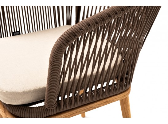 "Марсель" стул плетеный из роупа, основание дуб, роуп коричневый, ткань бежевая в Набережных Челнах