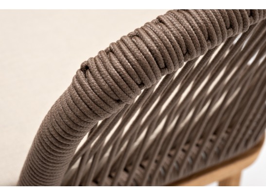 "Марсель" стул плетеный из роупа, основание дуб, роуп коричневый круглый, ткань бежевая 052 в Набережных Челнах