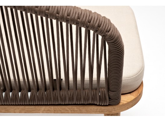 "Марсель" стул плетеный из роупа, основание дуб, роуп коричневый круглый, ткань бежевая 052 в Набережных Челнах