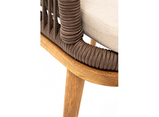 "Марсель" стул плетеный из роупа, основание дуб, роуп коричневый, ткань бежевая в Набережных Челнах