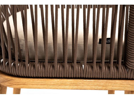 "Марсель" стул плетеный из роупа, основание дуб, роуп коричневый, ткань бежевая в Набережных Челнах