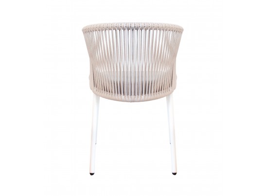 "Милан" стул плетеный из роупа, каркас алюминий белый шагрень, роуп бежевый круглый, ткань бежевая в Набережных Челнах