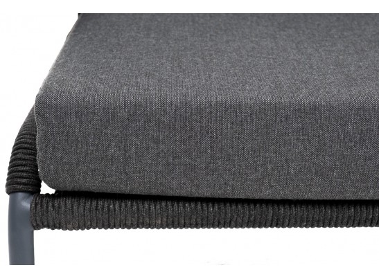 "Милан" диван 2-местный плетеный из роупа, каркас алюминий темно-серый (RAL7024) муар, роуп темно-серый круглый, ткань темно-серая 027 в Набережных Челнах