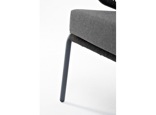 "Милан" диван 3-местный плетеный из роупа, каркас алюминий темно-серый (RAL7024) муар, роуп темно-серый круглый, ткань темно-серая 027 в Набережных Челнах