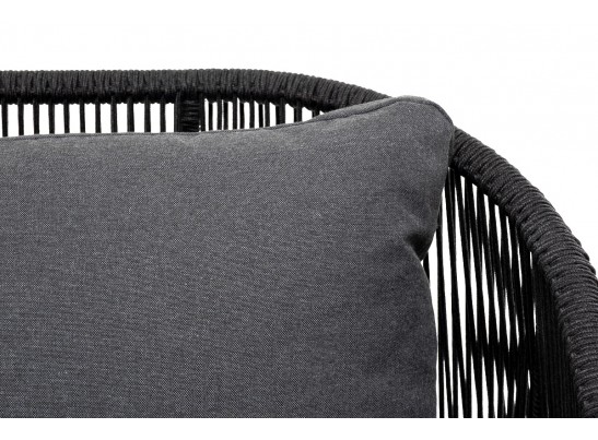 "Милан" диван 3-местный плетенный из роупа, каркас алюминий RAL7024, роуп темно-серый кругл, ткань темно-серая в Набережных Челнах