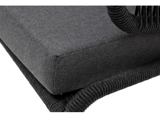 "Милан" диван 3-местный плетенный из роупа, каркас алюминий RAL7024, роуп темно-серый кругл, ткань темно-серая в Набережных Челнах