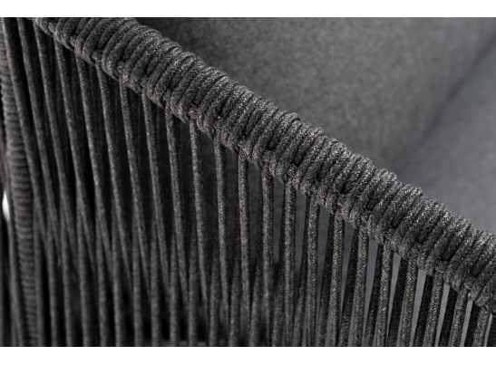 "Милан" диван 3-местный плетенный из роупа, каркас алюминий RAL7024, роуп темно-серый кругл, ткань темно-серая в Набережных Челнах