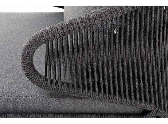 "Милан" кресло плетеное из роупа, каркас алюминий темно-серый (RAL7024) муар, роуп темно-серый круглый, ткань темно-серая 027 в Набережных Челнах