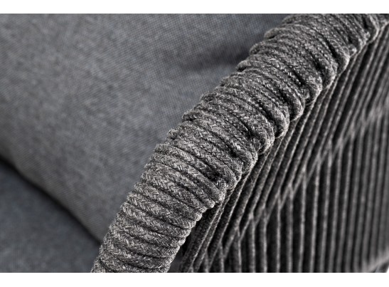 "Милан" кресло плетенное из роупа, каркас алюминий RAL7024, роуп темно-серый кругл, ткань темно-серая в Набережных Челнах