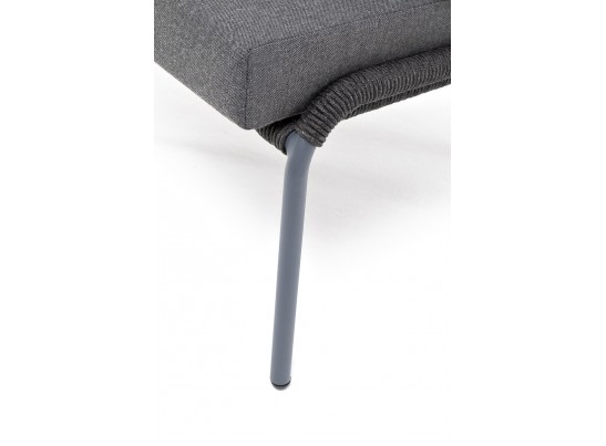 "Милан" кресло плетенное из роупа, каркас алюминий RAL7024, роуп темно-серый кругл, ткань темно-серая в Набережных Челнах