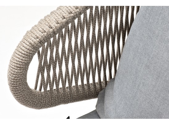 "Милан" кресло плетеное из роупа, каркас алюминий светло-серый (RAL7035) муар, роуп серый меланж круглый, ткань светло-серая в Набережных Челнах