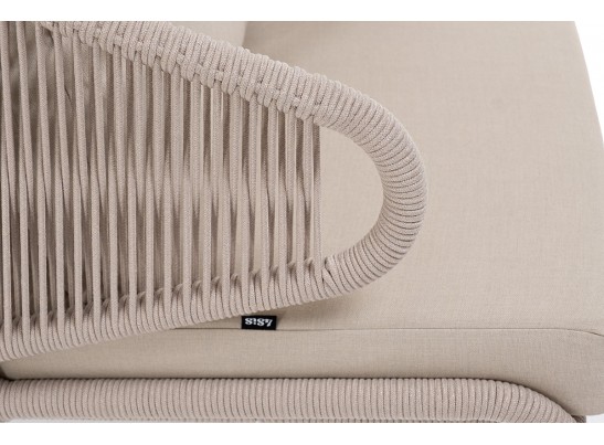 "Милан" лаунж-зона 5-местная плетеная из роупа (веревки), каркас алюминиевый белый, роуп бежевый в Набережных Челнах