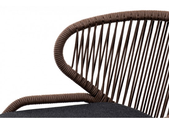 "Милан" стул плетеный из роупа, каркас алюминий коричневый, роуп коричневый, ткань темно-серая в Набережных Челнах