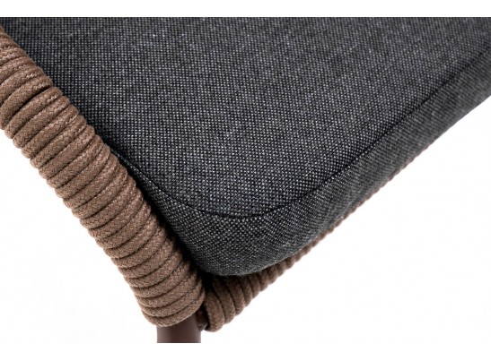 "Милан" стул плетеный из роупа, каркас алюминий коричневый, роуп коричневый, ткань темно-серая в Набережных Челнах