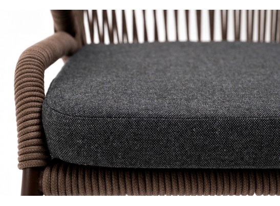 "Милан" стул плетеный из роупа, каркас алюминий коричневый, роуп коричневый, ткань темно-серая в Набережных Челнах