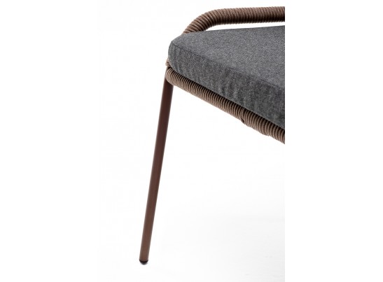 "Милан" стул плетеный из роупа, каркас алюминий коричневый, роуп коричневый, ткань темно-серая в Набережных Челнах