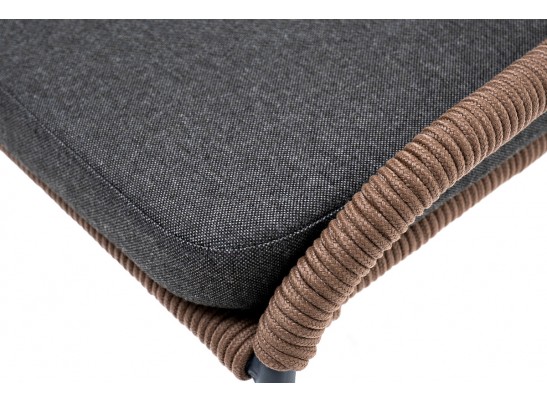 "Милан" стул плетеный из роупа, каркас алюминий серый, роуп коричневый, ткань темно-серая в Набережных Челнах