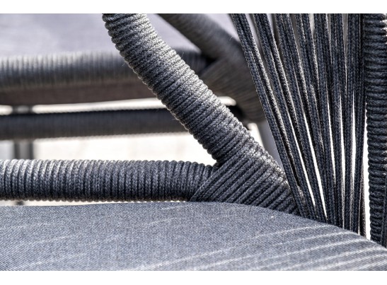 "Милан" стул плетеный из роупа, каркас алюминий темно-серый (RAL7024) шагрень, роуп темно-серый круглый, ткань темно-серая в Набережных Челнах