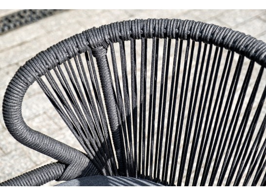 "Милан" стул плетеный из роупа, каркас алюминий темно-серый (RAL7024) шагрень, роуп темно-серый круглый, ткань темно-серая в Набережных Челнах