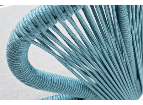 "Милан" стул плетеный из роупа, каркас алюминий светло-серый (RAL7035) муар, роуп бирюзовый круглый, ткань светло-серая в Набережных Челнах