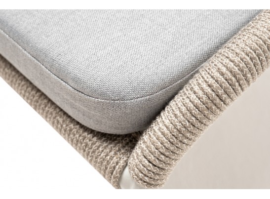 "Милан" стул плетеный из роупа, каркас алюминий светло-серый (RAL7035) муар, роуп серый меланж круглый, ткань светло-серая в Набережных Челнах