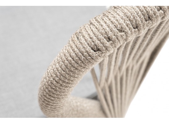 "Милан" стул плетеный из роупа, каркас алюминий светло-серый (RAL7035) муар, роуп серый меланж круглый, ткань светло-серая в Набережных Челнах