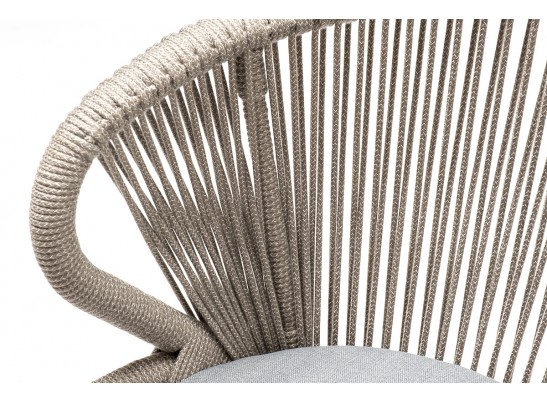 "Милан" стул плетеный из роупа, каркас алюминий светло-серый (RAL7035) муар, роуп серый меланж круглый, ткань светло-серая в Набережных Челнах