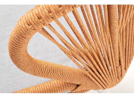 "Милан" стул плетеный из роупа, каркас алюминий светло-серый (RAL7035) муар, роуп оранжевый меланж круглый, ткань светло-серая в Набережных Челнах