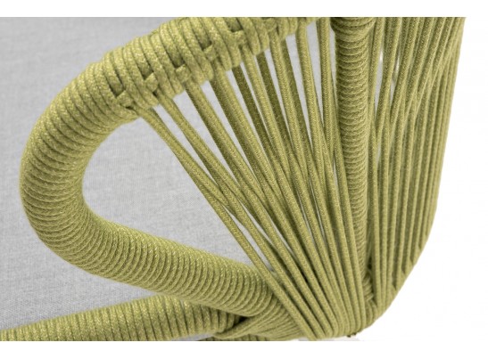 "Милан" стул плетеный из роупа, каркас алюминий светло-серый (RAL7035) муар, роуп салатовый меланж круглый, ткань светло-серая в Набережных Челнах