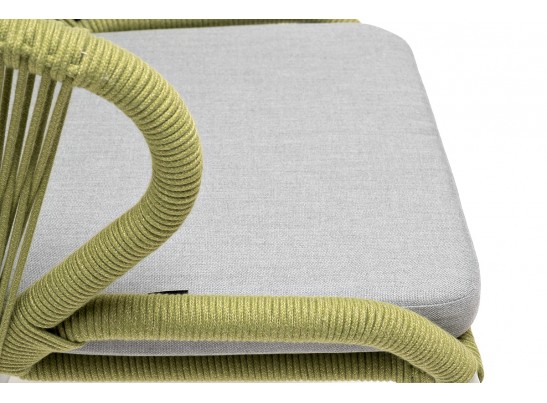 "Милан" стул плетеный из роупа, каркас алюминий светло-серый (RAL7035) муар, роуп салатовый меланж круглый, ткань светло-серая в Набережных Челнах