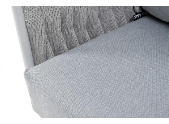 "Монако" диван 2-местный плетеный из роупа, каркас алюминий светло-серый (RAL7035) муар, роуп светло-серый 40 мм, ткань светло-серая в Набережных Челнах