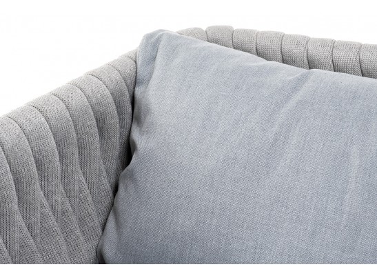 "Монако" диван 2-местный плетеный из роупа, каркас алюминий светло-серый (RAL7035) муар, роуп светло-серый 40 мм, ткань светло-серая в Набережных Челнах