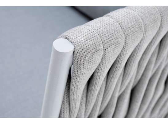 "Монако" кресло плетеное из роупа, каркас алюминий светло-серый (RAL7035) муар, роуп светло-серый 40 мм, ткань светло-серая в Набережных Челнах