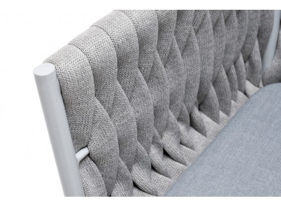 "Монако" стул плетеный из роупа, каркас алюминий светло-серый (RAL7035) муар, роуп светло-серый 40 мм, ткань светло-серая в Набережных Челнах