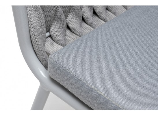 "Монако" стул плетеный из роупа, каркас алюминий светло-серый (RAL7035) муар, роуп светло-серый 40 мм, ткань светло-серая в Набережных Челнах