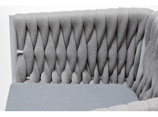 "Монако" стул плетеный из роупа, каркас алюминий светло-серый (RAL7035) муар, роуп светло-серый 40 мм, ткань светло-серая в Набережных Челнах