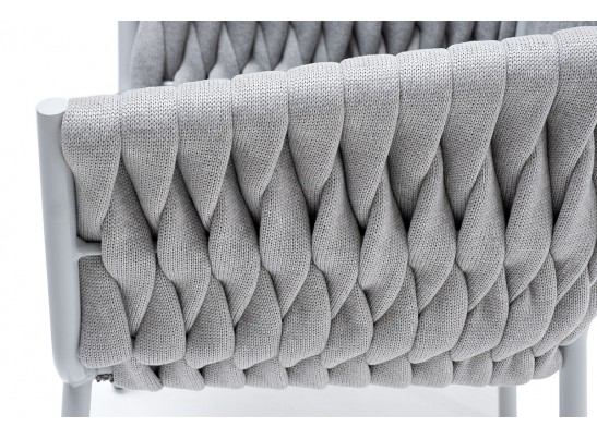 "Монако" стул плетеный из роупа, каркас алюминий светло-серый (RAL7035) муар, роуп светло-серый 40 мм, ткань светло-серая в Набережных Челнах