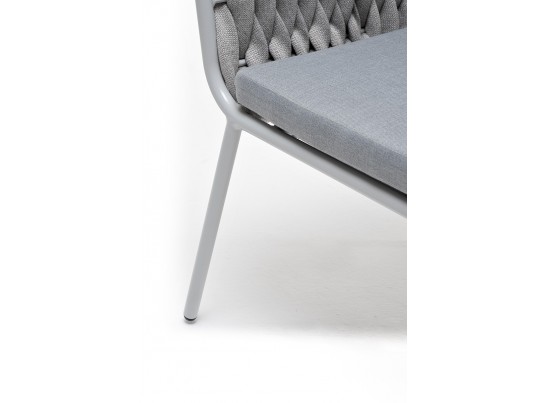 "Монако" стул плетеный из роупа, каркас алюминий светло-серый (RAL7035) муар, роуп светло-серый 40 мм, ткань светло-серая в Набережных Челнах