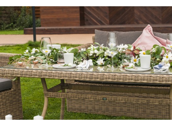 "Латте" плетеный стол из искусственного ротанга 200х90см, цвет соломенный в Набережных Челнах