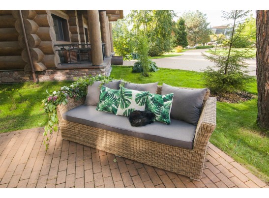 "Капучино" диван из искусственного ротанга трехместный, цвет соломенный в Набережных Челнах