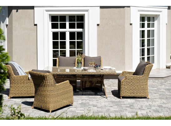 "Неаполь" обеденная группа плетеная из искусственного ротанга, цвет соломенный в Набережных Челнах
