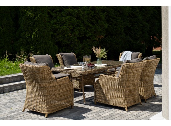 "Неаполь" обеденная группа плетеная из искусственного ротанга, цвет соломенный в Набережных Челнах