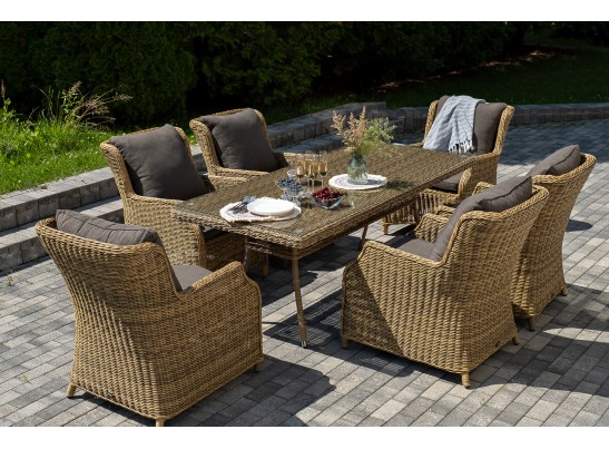 "Неаполь" обеденная группа плетеная из искусственного ротанга, цвет соломенный в Набережных Челнах