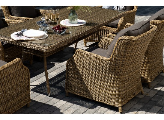 "Неаполь" обеденная группа плетеная из искусственного ротанга, цвет соломенный в Набережных Челнах