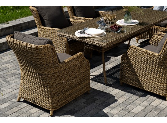 "Неаполь" обеденная группа плетеная из искусственного ротанга, цвет соломенный в Набережных Челнах