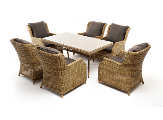 "Неаполь" обеденная группа плетеная из искусственного ротанга, цвет соломенный в Набережных Челнах