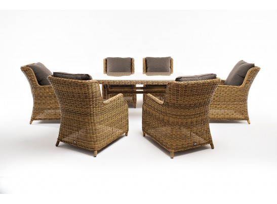 "Неаполь" обеденная группа плетеная из искусственного ротанга, цвет соломенный в Набережных Челнах