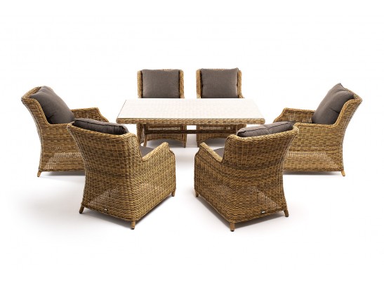 "Неаполь" обеденная группа плетеная из искусственного ротанга, цвет соломенный в Набережных Челнах