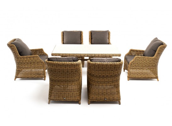 "Неаполь" обеденная группа плетеная из искусственного ротанга, цвет соломенный в Набережных Челнах