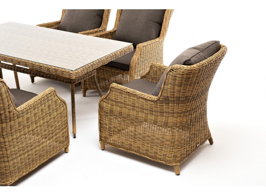 "Неаполь" обеденная группа плетеная из искусственного ротанга, цвет соломенный в Набережных Челнах